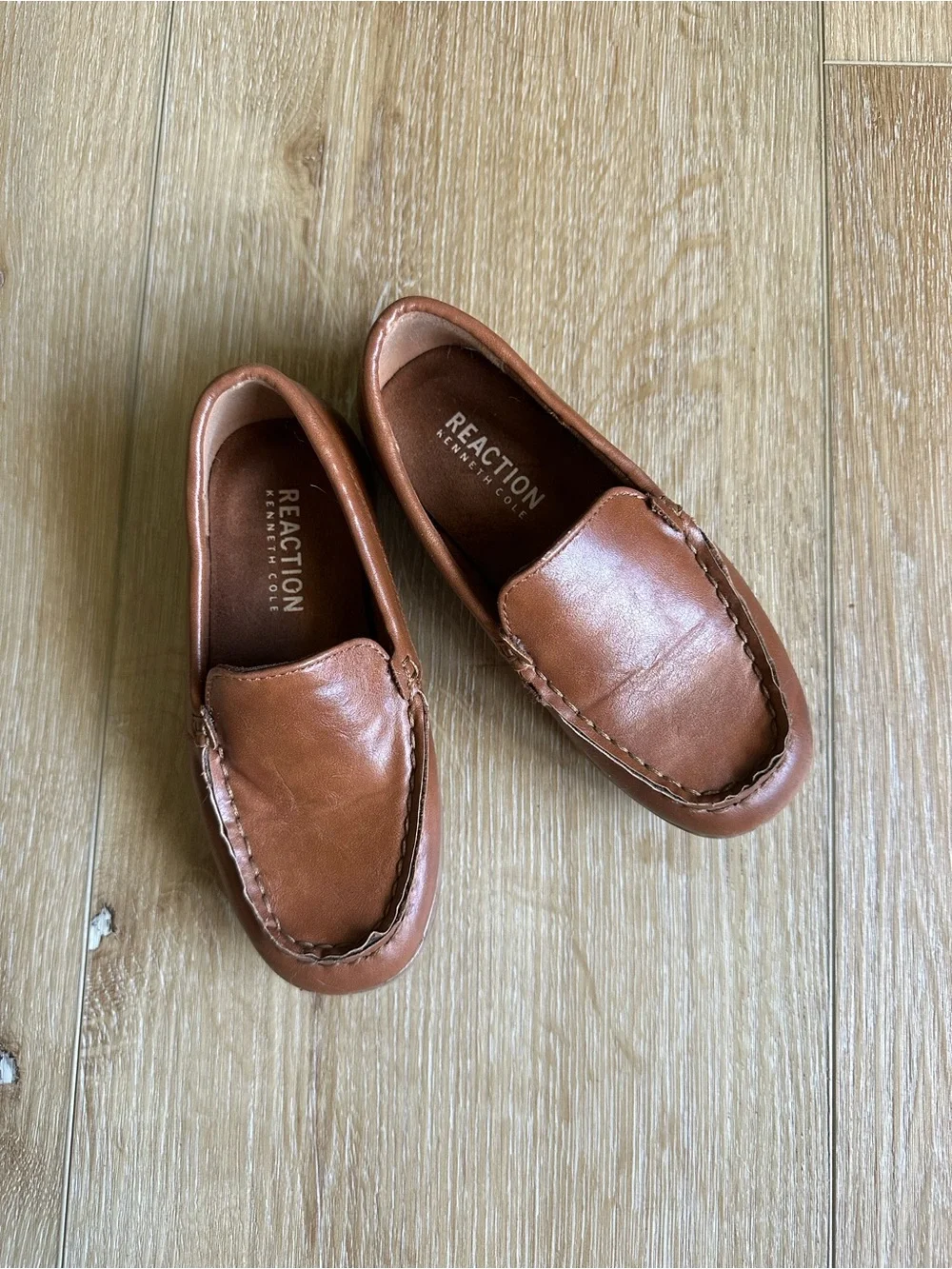Kenneth Cole Reaction Boys Tan Leather Slip-On Loafers